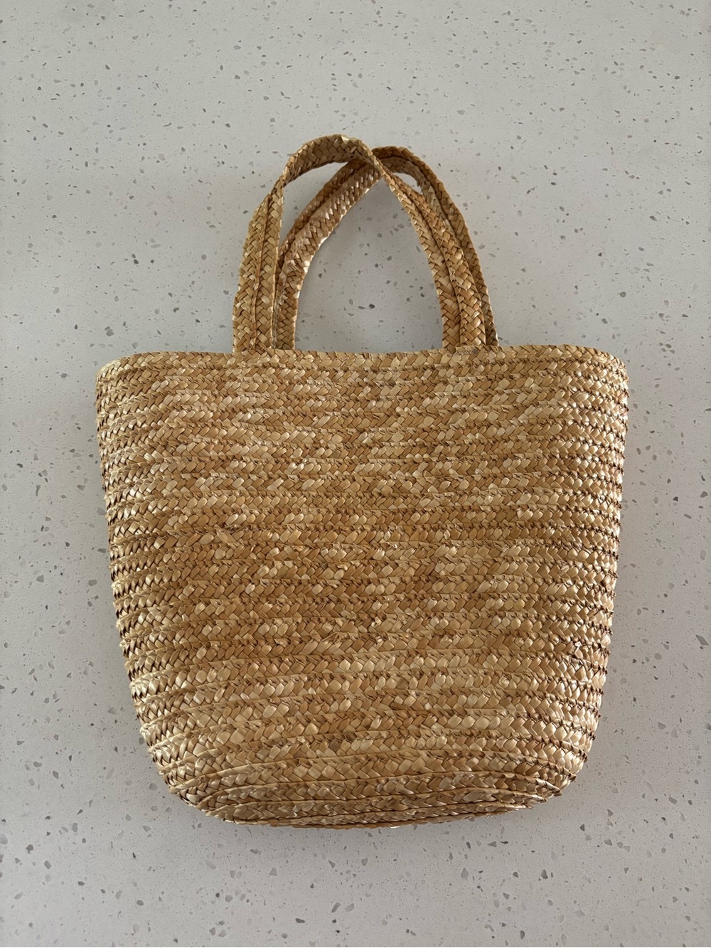 Small Straw Woven Tote Hand Bag Natural Weave Purse